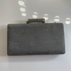 Grey suede clutch